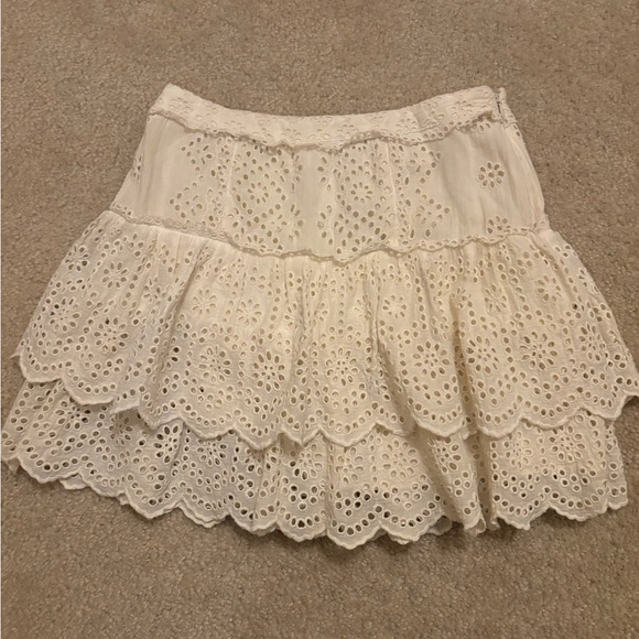 LoveShackFancy Cream Eyelet Mini Skirt - Picture 2 of 5